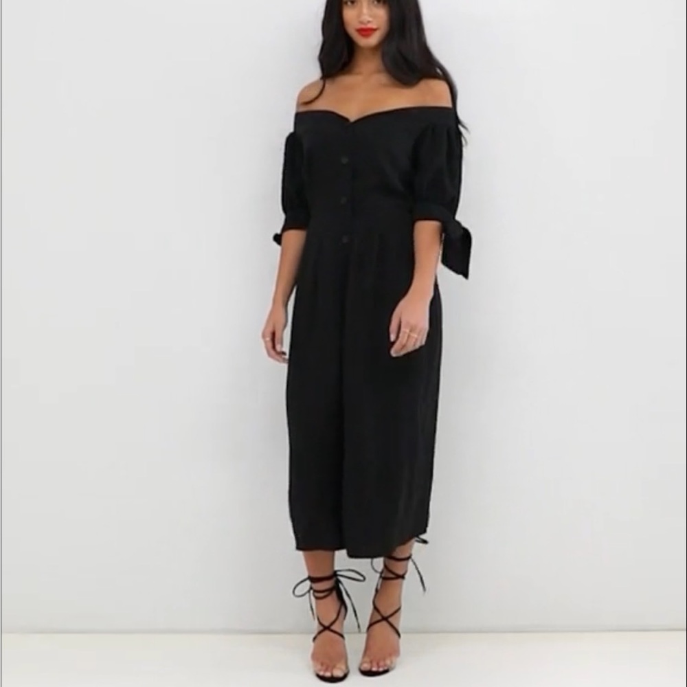 ASOS PETITE Tea Jumpsuit with Off Shoulder Detail and Tie Sleeve